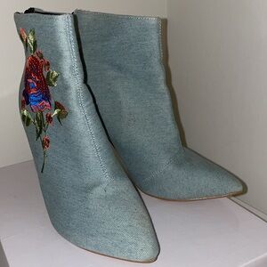 Denim booties